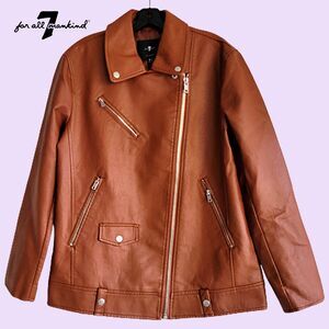 7 for All Mankind NEW Oversize Various Zippers Faux Leather Jacket M